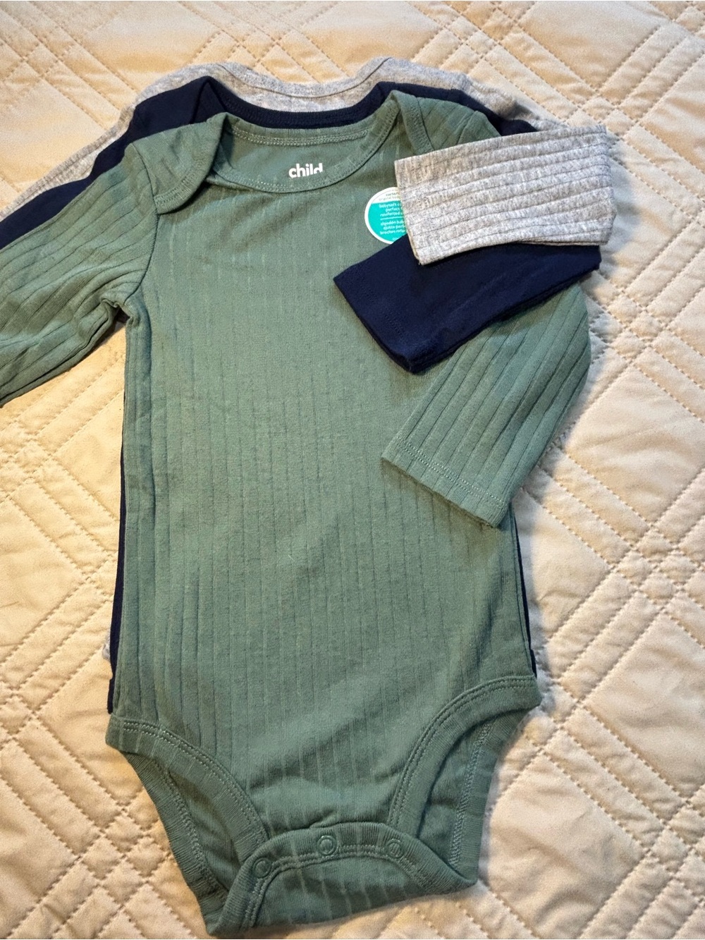 Child of Mine 12M Ribbed Long-Sleeve Onesies 3 pack